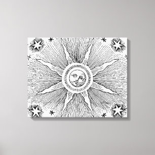 Impressão Em Tela Sun Stars Antiguamente Night Sky Medieval Zodieval