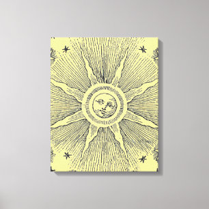 Impressão Em Tela Sun Stars Antiguamente Night Sky Medieval Zodieval