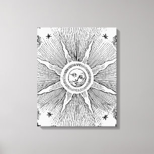 Impressão Em Tela Sun Stars Antiguamente Night Sky Medieval Zodieval