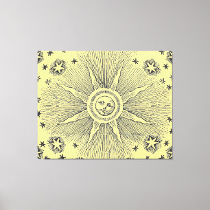 Impressão Em Tela Sun Stars Antiguamente Night Sky Medieval Zodieval