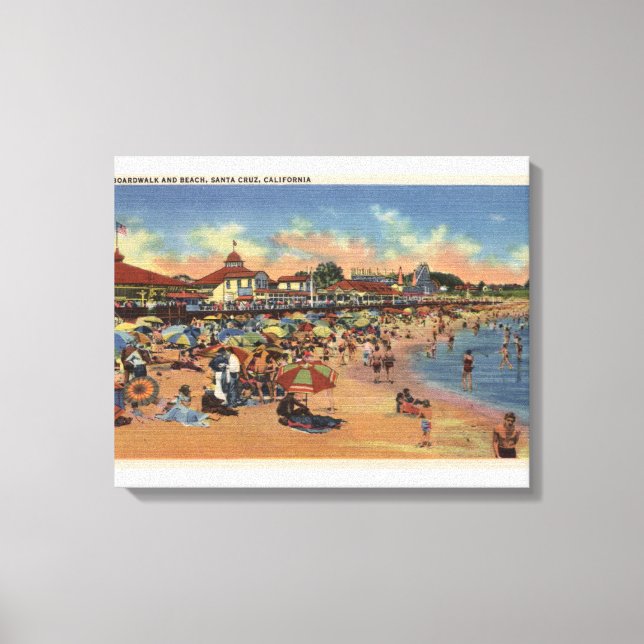 Impressão Em Tela Sunbathers & Swimmers em Boardwalk & Beach (Frente)