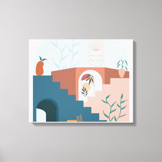 Impressão Em Tela "Sunlit Terraces – Modern Abstract Wood Wall Décor (Frente)