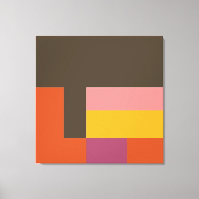 Impressão Em Tela Sunny Blocks Brown & Orange (Frente)