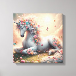 Impressão Em Tela Sunny Spring Flows Unicorn