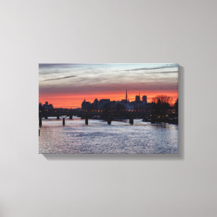 Impressão Em Tela Sunrise sobre Ile de la Cite e Notre Dame - Paris