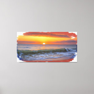 Impressão Em Tela Sunset Artístico sobre o oceano
