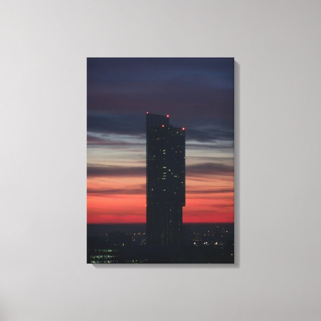 Impressão Em Tela Sunset atrás de Beetham Tower, Manchester (Frente)