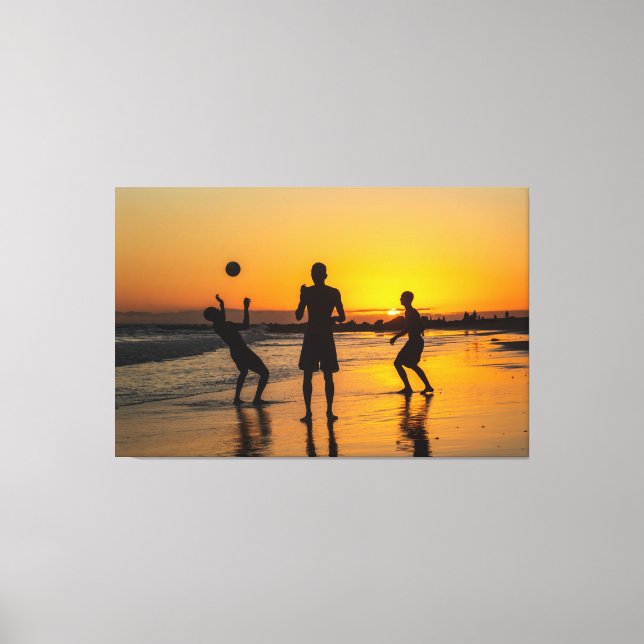Impressão Em Tela Sunset Beach Soccer Silhouette (Frente)