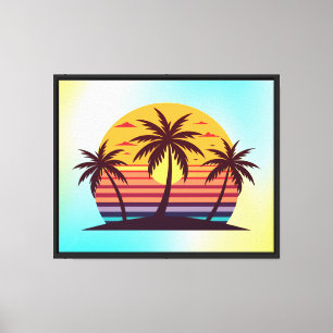 Impressão Em Tela Sunset com Palm Trees Vetor-98801