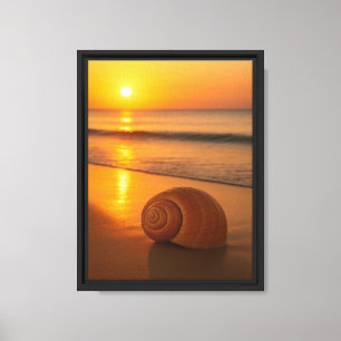 Impressão Em Tela Sunset de ouro com Cana na praia Serene
