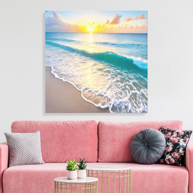 Impressão Em Tela Sunset de praia (Insitu(Sala de estar))