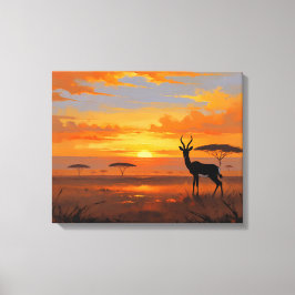 Impressão Em Tela Sunset Majesty in the Savannah – Abstract Gazelle 