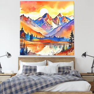 Impressão Em Tela Sunset Mountain Art Design