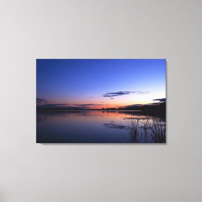 Impressão Em Tela Sunset Sobre Lago Wabamun Com Grama (Frente)