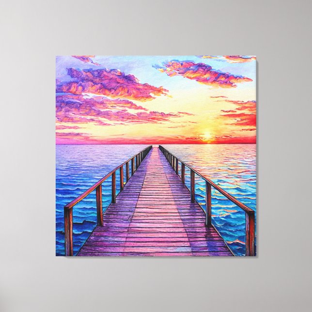 Impressão Em Tela Sunset Sobre Ondas Do Oceano Sereno (Frente)