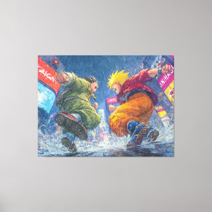 Impressão Em Tela Super Saiyan Goku Luta Épica na Chuva