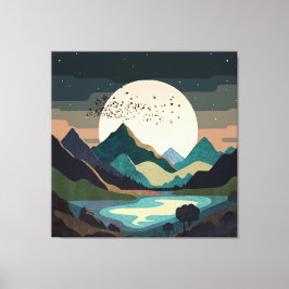 Impressão Em Tela Superlua No Lago