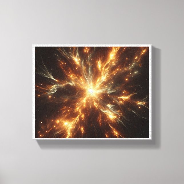 Impressão Em Tela Supernova Dourada Celestial de Luxo - Cosmi Abstra (Frente)