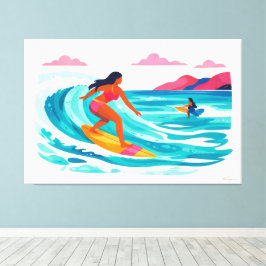 Impressão Em Tela Surf tropical retrô moderno 02