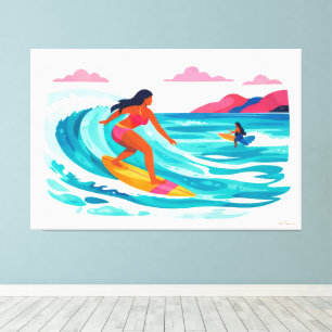 Impressão Em Tela Surf tropical retrô moderno 02