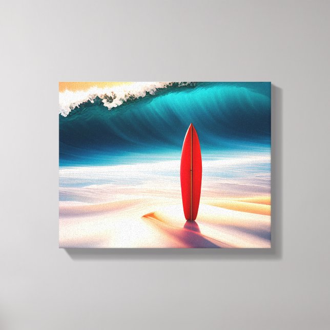 Impressão Em Tela Surfboard Direita Na Areia Da Praia (Frente)
