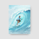 Impressão Em Tela Surfing Blue Barrel Wave Beach<br><div class="desc">Impressão estendida de uma tela surfando em uma onda épica de barril. Perfeito para uma casa de praia e decoração de surf. Arte por KL Stock</div>