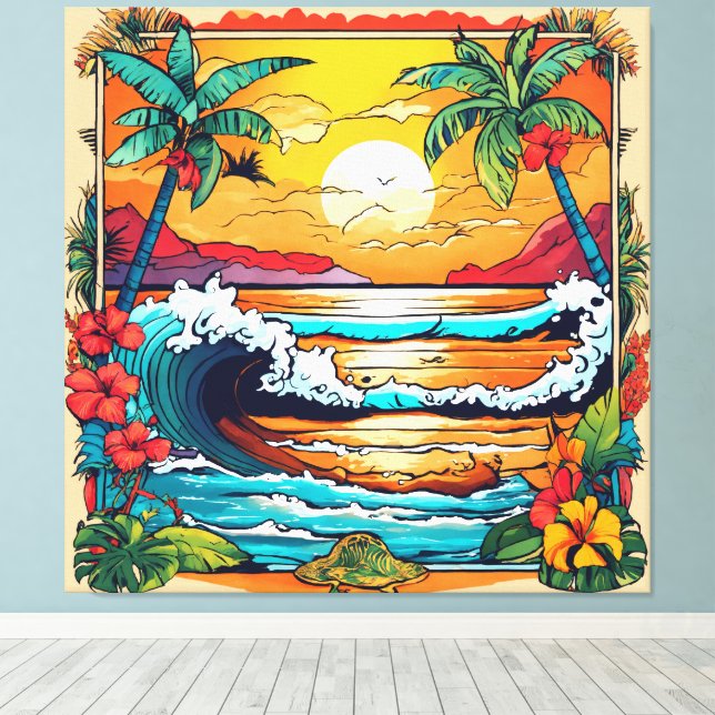 Impressão Em Tela Surge Tropic Retroativo (Insitu(piso de madeira))