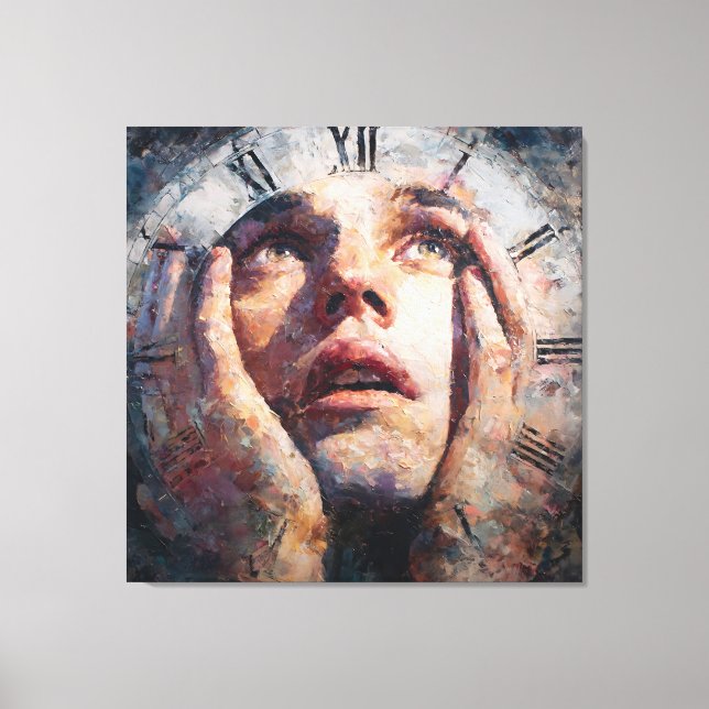 Impressão Em Tela Surreal Time Trap Clock Human Concept Wall Art (Frente)
