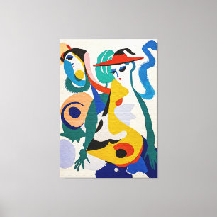 Impressão Em Tela Surrealismo Vibrante Figuras Cubistas Arte Fino