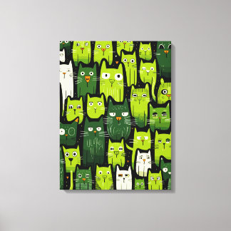 Impressão Em Tela Suspiro Whimsical Feline - Prato Verde