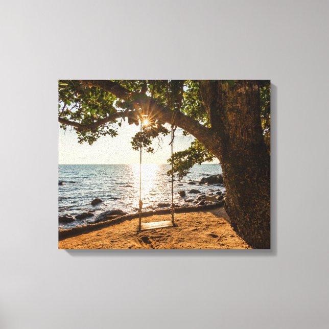 Impressão Em Tela Swing on the Beach no Sunset (Frente)