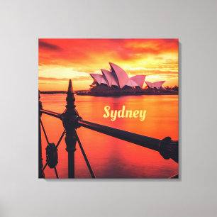Impressão Em Tela Sydney Austrália Opera House Orange Sky