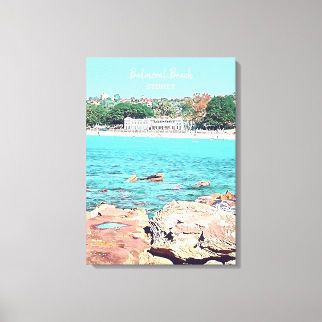 Impressão Em Tela Sydney Balmoral Beach retro Bathers Pavillion (Frente)