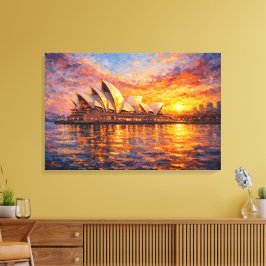 Impressão Em Tela Sydney Opera House Sunset Knife Oil Painting