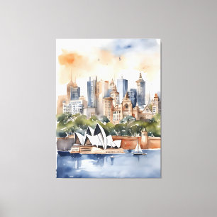 Impressão Em Tela Sydney watercolor art