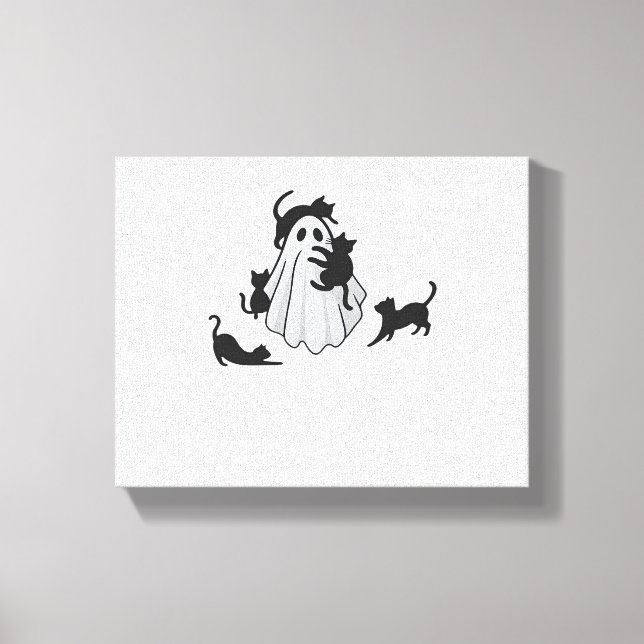 Impressão Em Tela T-Shirt Clássico Ghost e Gatos Negros (Frente)