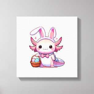 Impressão Em Tela T-Shirt Ovos de Páscoa Axolote Orelhas de Coelho