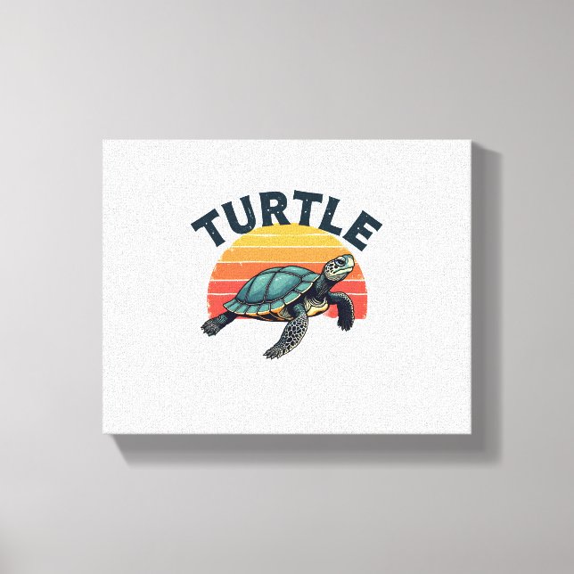 Impressão Em Tela T-Shirt Turtle Retro (Frente)