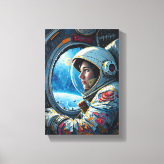 Impressão Em Tela Tableau Déco ( Astronaute qui contemple L'Espace )