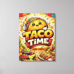 Impressão Em Tela Taco Time - Fiasco da Festa - Amantes de Comida