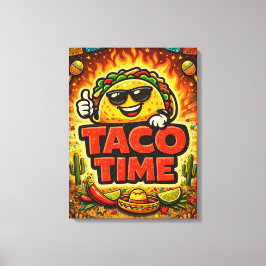 Impressão Em Tela Taco Time - Fiasco da Festa - Fãs da Comida