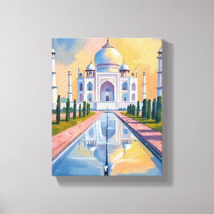 Impressão Em Tela Taj Mahal Índia Viagem Pintura