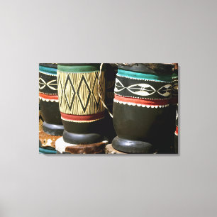 Impressão Em Tela Tambores entalhados à mão, Livingston, Zâmbia