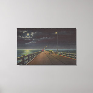 Impressão Em Tela Tampa, Florida - vista enluarada da ponte de Gandy