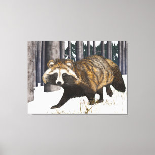 Impressão Em Tela Tanuki - Cão Raccoon