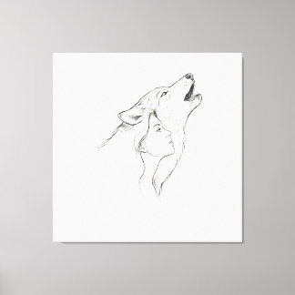 Impressão Em Tela Tapeçaria de Arte de Linha Minimalista de Lobo e M