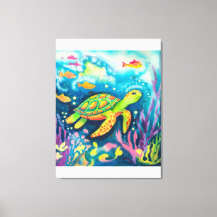 Impressão Em Tela Tartaruga de pintura