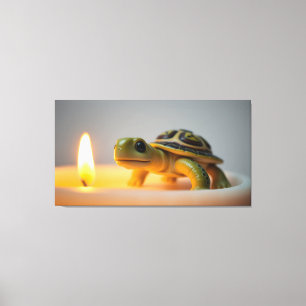 Impressão Em Tela Tartaruga em uma vela queimando