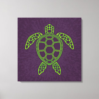 Impressão Em Tela Tartaruga Marinha com Design de Lava Neon Verde