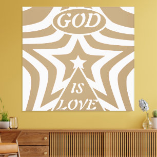 Impressão em Tela Taupe Star: "Deus é Amor" Neutro